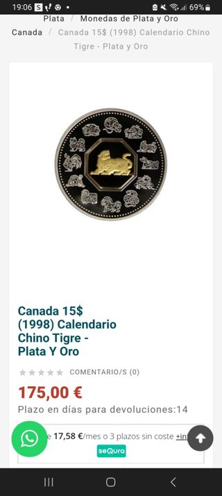 Moneda de 15 dólares Canadá 