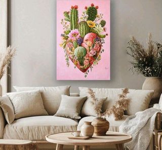 LIENZO AMOR POR LAS PLANTAS CORAZÓN NATURALEZA