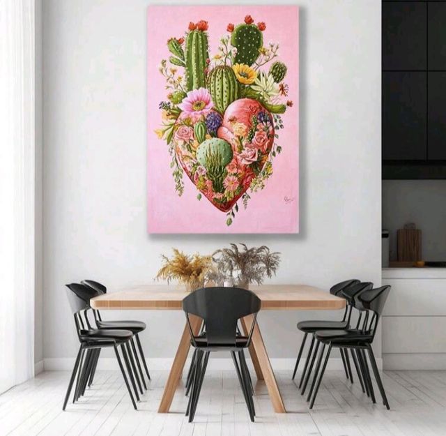 LIENZO AMOR POR LAS PLANTAS CORAZÓN NATURALEZA 