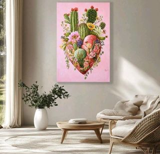 LIENZO AMOR POR LAS PLANTAS CORAZÓN NATURALEZA