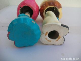 VECCHIE BAMBOLE GIAPPONESI CON LA TESTA INCLINATA