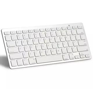 Teclado ultrafino inalámbrico Bluetooth en inglés.