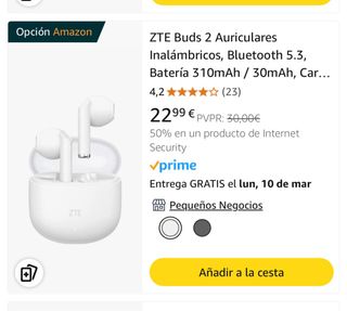 Auriculares Bluetooth ZTE Buds 2
