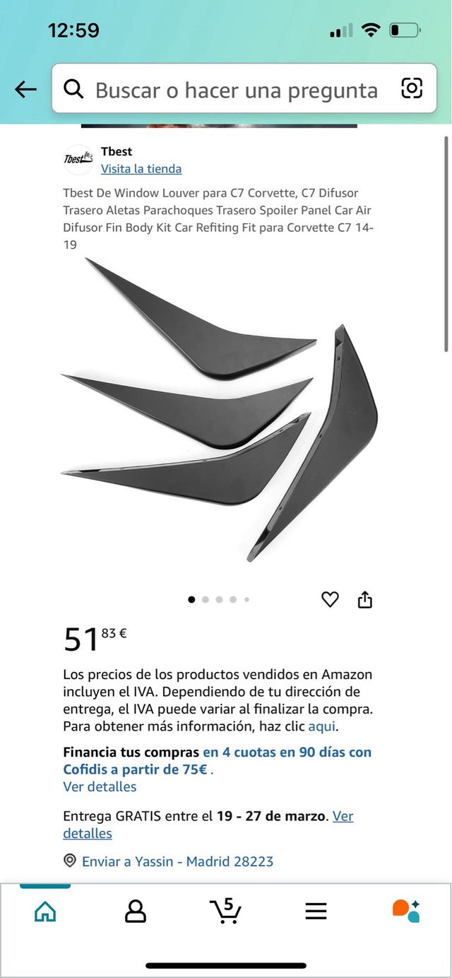 Difusores aletas paragolpes corvette C7