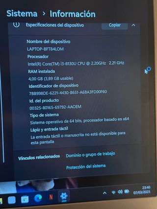 Portatil acer inter core