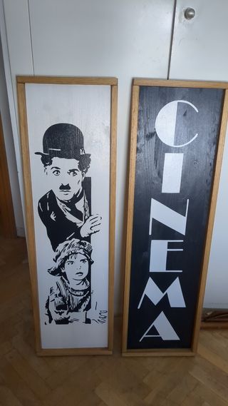 Cuadro Chaplin en madera