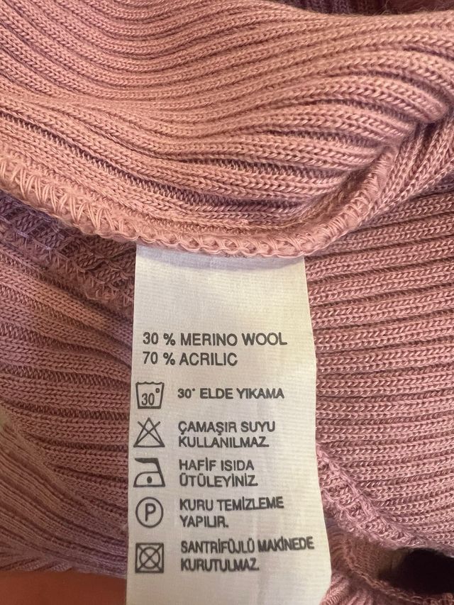 Maglione Top Rosa Asimmetrico Lana Acrilico Merino