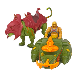 Wind Raider Motu Origins, Figura He-Man(Masters del Universo Revelation) y Battle Cat Deluxe Masterverse
