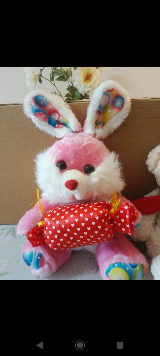 Peluche BUNNY, regalo di Natale con cuore e orso