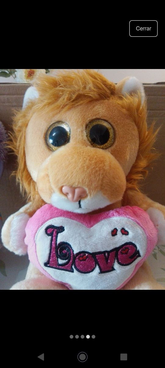 Peluche LION con cuore LOVE e PURPLE BOY