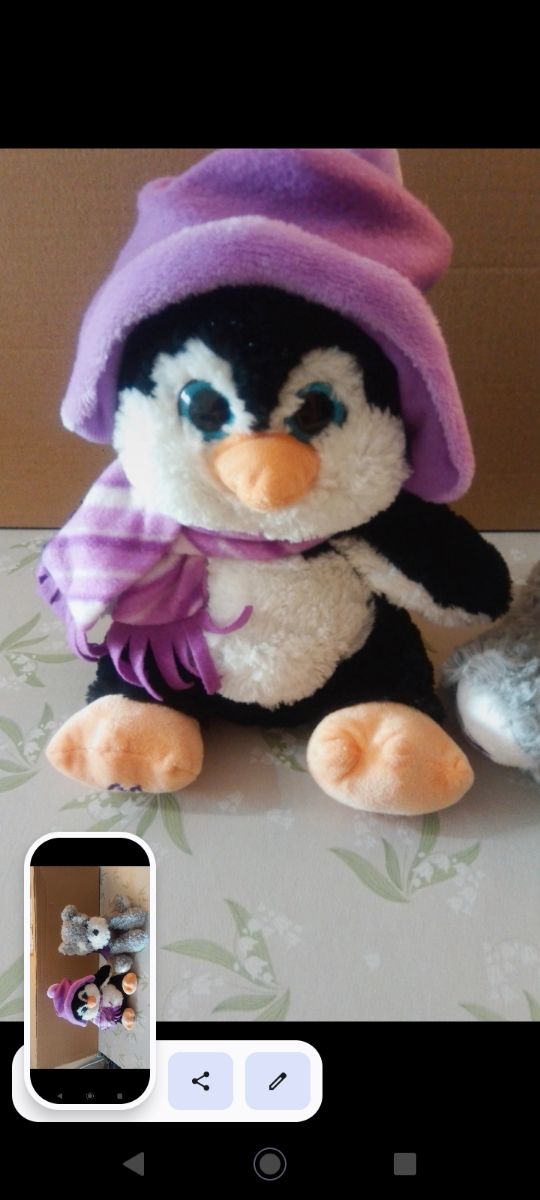 2 peluche MARIONAUD: PINGUINO INVERNALE e CUCCIOLO