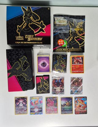 ETB Cenit Supremo abierta con todo cartas Pokemon