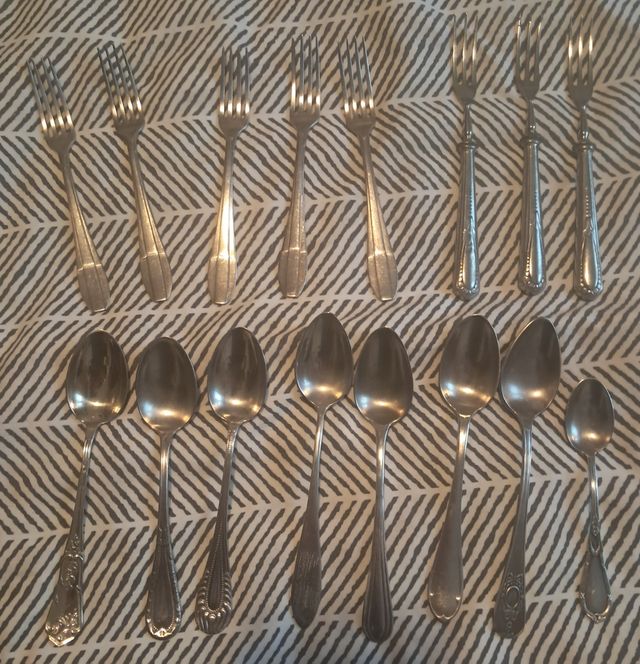 Cucharillas tenedores postre alpaca