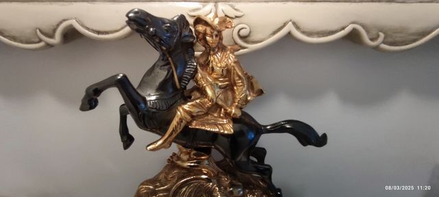 Reloj antiguo de bronce sobremesa marmol