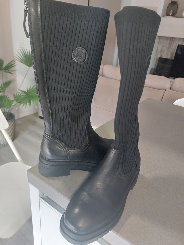 BOTAS PIEL Y LYCRA CARMELA