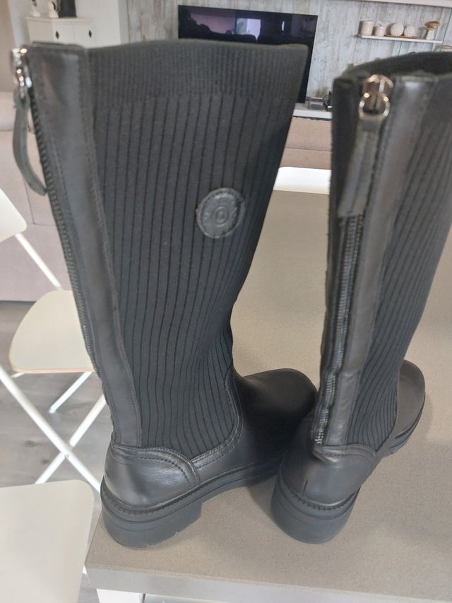 BOTAS PIEL Y LYCRA CARMELA