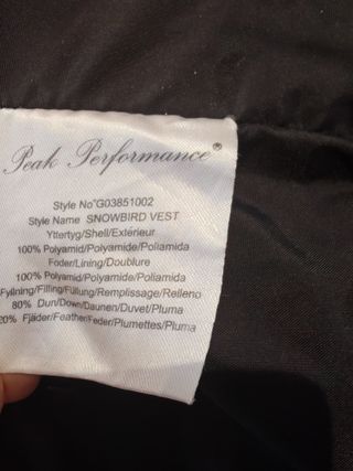 Peak performance snowbird vest XL