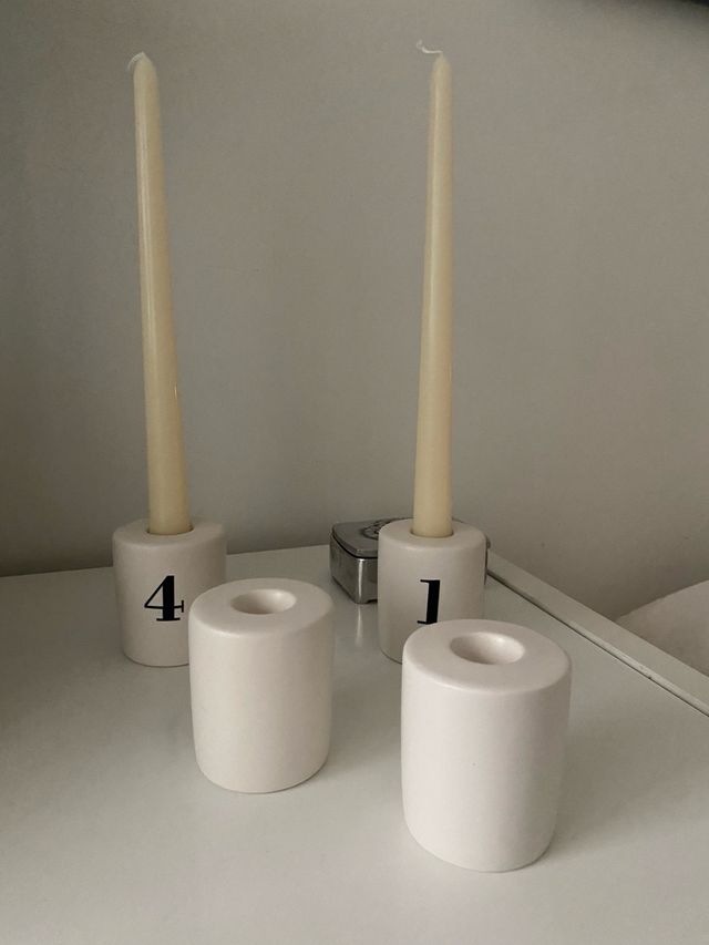 juego 4 Portavelas ceramica