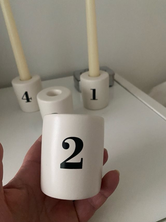 juego 4 Portavelas ceramica