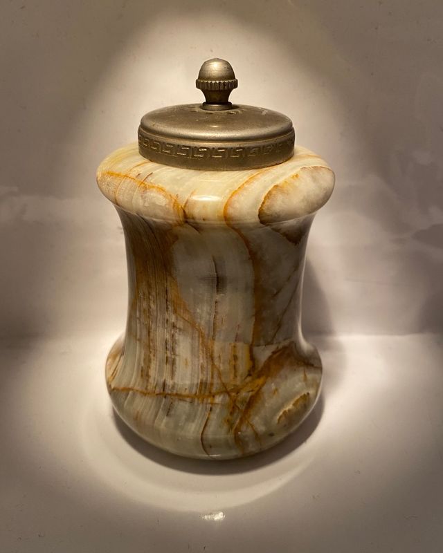 Saliera/pepiera in onice vintage