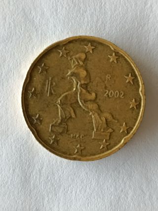 Moneda 20 céntimos Italia 2002