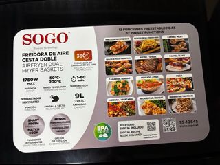 Freidora de aire cesta doble Sogo negra