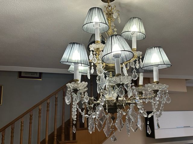 Lampara techo bronce y cristal