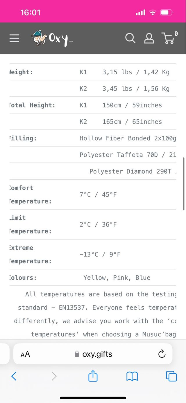 Musuc bag (saco de dormir)