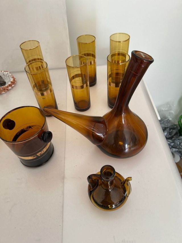 vasos ámbar años 60. 70 .