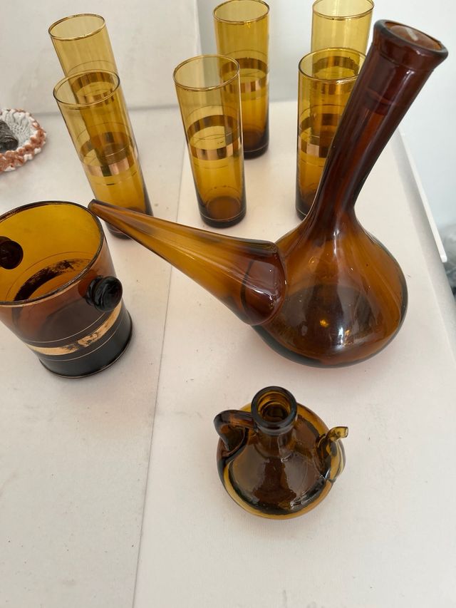 vasos ámbar años 60. 70 .