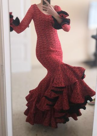 Traje de flamenca rojo XS