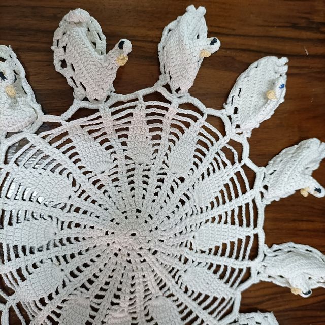 Tapete ganchillo patitos hecho a mano.