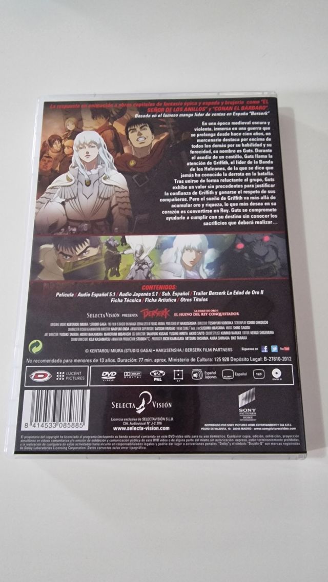Berserk La edad de oro 1 DVD