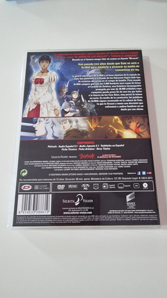 Berserk La edad de oro 2 DVD