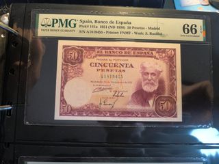 Billete 50 Pesetas 1951 PMG 66 EPQ
