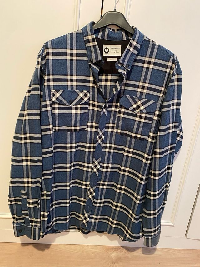 Camisa cuadros azul Jack Jones t/2XL chico