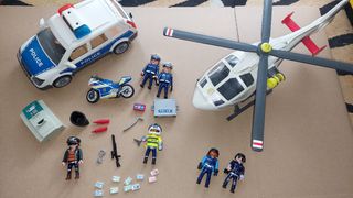 Playmobil policia helicoptero,moto,coche