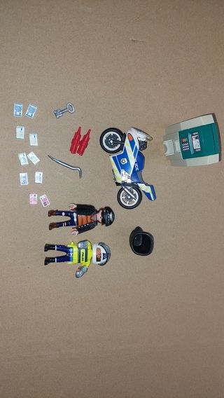 Playmobil policia helicoptero,moto,coche