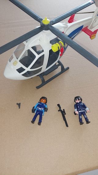 Playmobil policia helicoptero,moto,coche