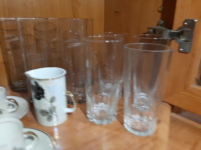 Juego café, copas coñac y vasos de tubo