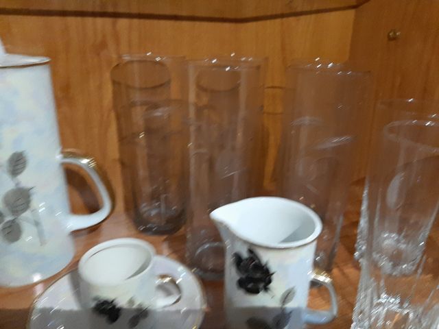 Juego café, copas coñac y vasos de tubo