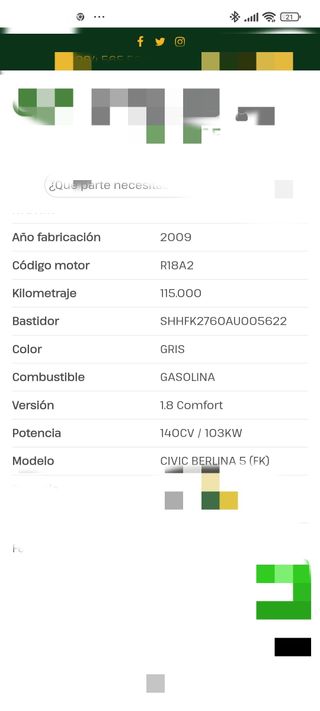 Alternador honda Civic 1.8