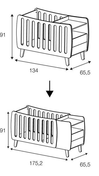 CUNA EVOLUTIVA DE 120X60 HARMONY GALAXY BLANCO/GRI