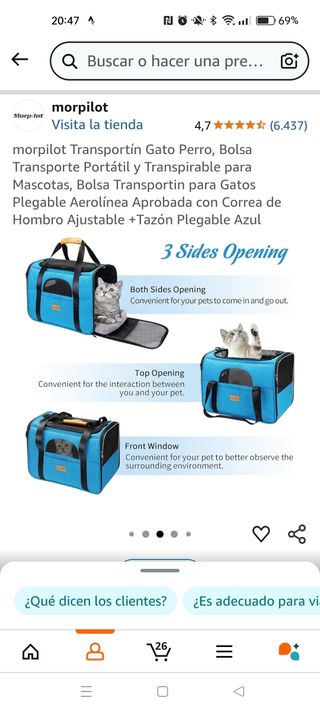 Bolsa transportin de mascota