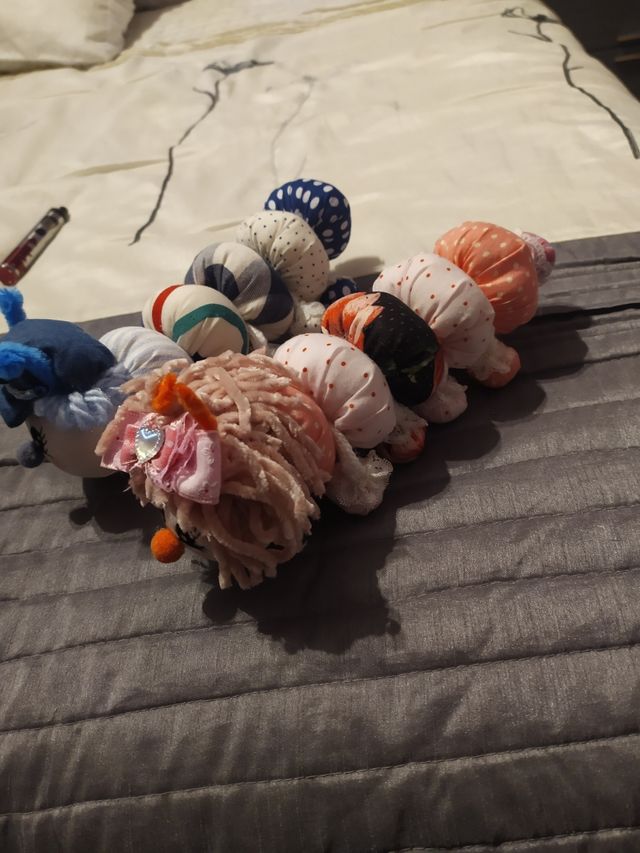 Muñecos de trapo de ciempiés. Artesanal