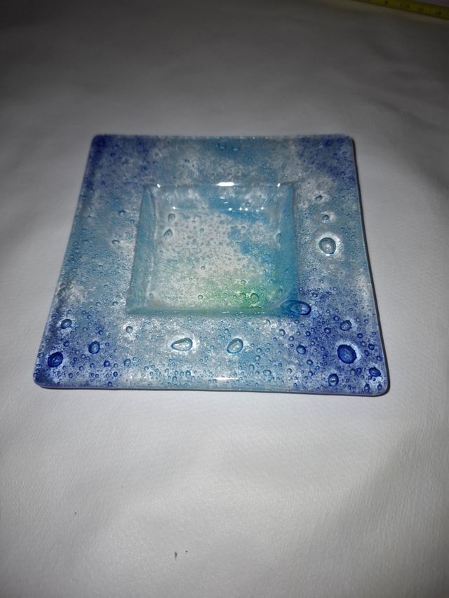 Bandejita de vidrio azul