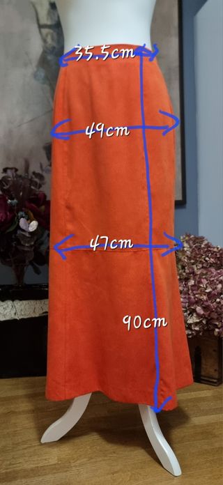 Falda midi antelina naranja