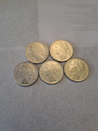 5 monete da 100 Lire Italia