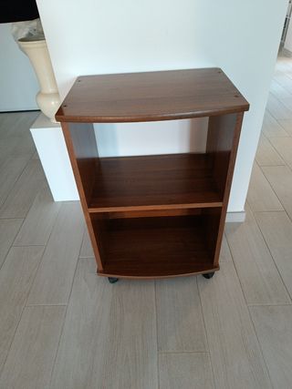 Consolle legno vintage con rotelle 