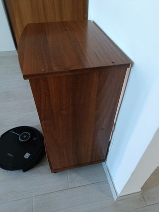 Consolle legno vintage con rotelle 